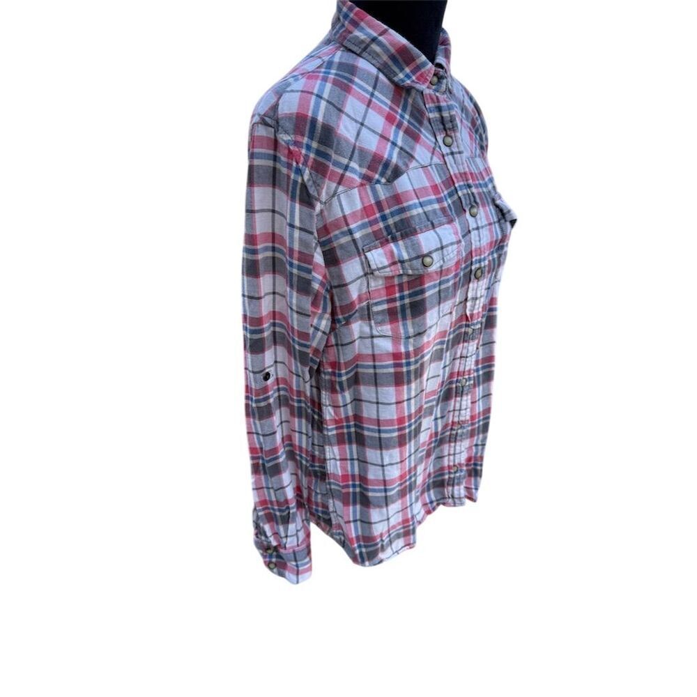 Jachs Girlfriend Plaid Pearl Snap Shirt Small - Picture 2 of 8